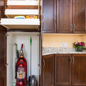 Transitional Style Laundry/Mudroom With Medium Stained Maple Cabinets