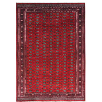 Deep and Rich Red Mori Bokara Natural Wool Hand Knotted Oversized Rug 12'x17'10"