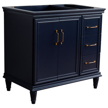 36" Single Vanity, Blue Finish- Left Door- Cabinet Only