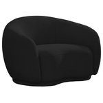 Meridian Furniture - Hyde Boucle Fabric Upholstered, Black, Chair - Curl up and relax on this Hyde black boucle fabric . This wide, rounded is as comfortable as it is stylish, making it an excellent addition to your living space. Rich black boucle fabric upholstery gives a soft touch against your skin and its deep plush cushion provides you with cozy support. Its rounded back is both chic and homey, with its contemporary design sure to add flair to your modern home.