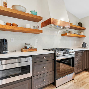 Kitchen with floating shelves