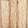Benzara BM205856 3 Panel Wood Screen with Vertical Branch Design, Brown