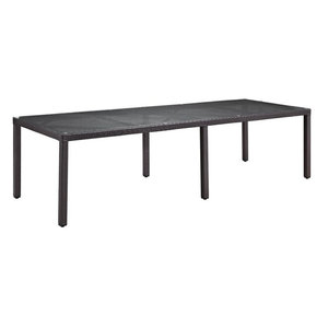 Modway Sojourn Glass Top Patio Dining Table in Chocolate