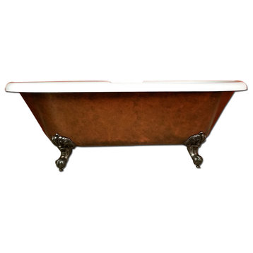 70" Copper Bronze Acrylic Clawfoot Tub, Without Faucet Holes