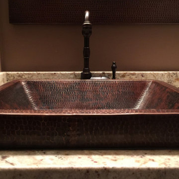 19" Rectangle Skirted Vessel Hammered Copper Sink (VREC19SKDB)