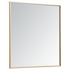 Metal Frame Square Mirror 36 Inch In Brass