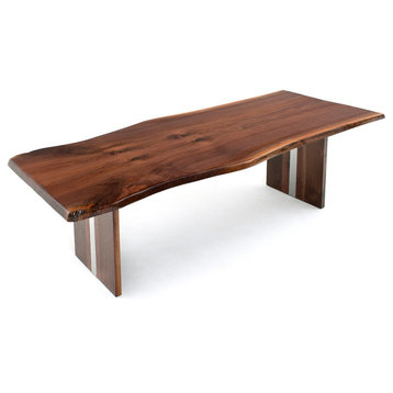 Natural Edge Modern Dining Table, Book-Matched Black Walnut, 72x48x31