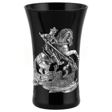 St George Slaying Dragon Shot Glass, Religious, Glass and Pure Tin