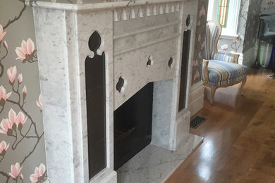 Custom made Gothic marble fireplace
