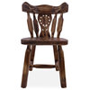 Reclaimed Wood Dining Chair Handcarved Back Sunflower Natural Color CD111