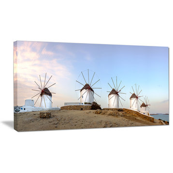 "Traditional Greek Windmills Panorama" Landscape Art Wall Art, 32"x16"
