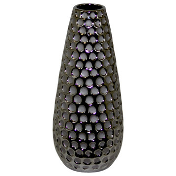 Ceramic Dimpled Chrome Vase, Small