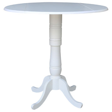 42" Round dual drop Leaf Pedestal Table - 41.5 "H, White