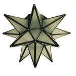 Quintana Roo - Moravian Star Ceiling Light, Flush Mount, Frosted Glass, Silver Trim - You will love these beautiful and elegant Glass Moravian Star Ceiling Lights and the unique ambiance they create! They make an excellent focal point for any room. Clear glass provides the most light, Seedy glass a bit opaque, Frosted glass even more opaque, Antique glass a warm, golden glow.