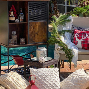 @DecoratesWithBourbon - Outdoor Pool House with Backyard Bar Cabinet