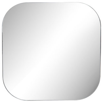 Bellvue Large Square Mirror - Shiny Steel