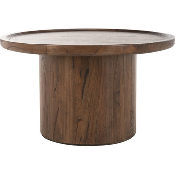 Devin Round Pedestal Coffee Table - Dark Oak