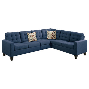 Benzara BM171482 Winsome Polyfiber, Plywood/Solid Pine 4 PCS Sectional, Navy