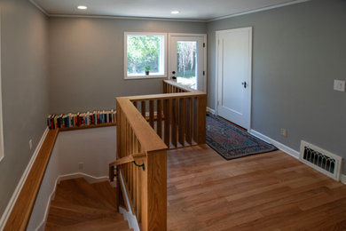 Mid-century modern basement photo in Portland