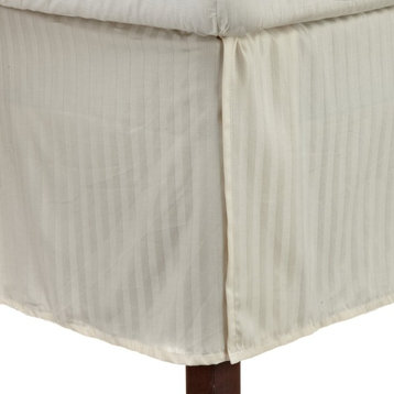 Striped Premium Premium Cotton Bed Skirt, 300-Thread-Count, Ivory, Queen
