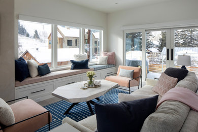 Example of a transitional living room design in Other