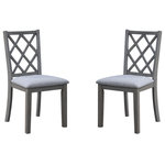 Lilola Home - Carlisle Set of 2 Gray Finish Cross Back Side Dining Chair - The Carlisle Side Chairs are not just a place to sit; they're a statement of elegance and craftsmanship. This set includes a pair of exquisitely designed dining chairs, creating an intimate dining ambiance for you and your loved one. The rustic finish on the chair frames and the distinctive cross-back design exudes a warm, inviting charm that's bound to captivate your guests. Assembling your new dining chairs is a breeze with the included easy-to-follow instructions. You'll have them ready in no time to transform your dining space!