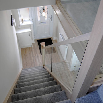 Grey Stained Oak and Glass Staircase