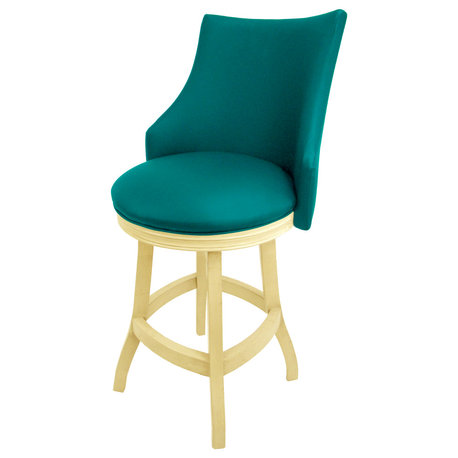 Swivel Wood Counter Bar Stool 26", Bellissima, Teal - Beige