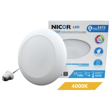 NICOR 1200 Lumen LED Surface Mount Retrofit for 5" and 6" Housings , White/4000k