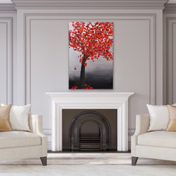 Preethi Arts - "Beloved"  Original Large Modern abstract Painting red, orange, silver, black - Paintings