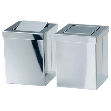 Harmony 211 Waste Basket with Revolving Cover in Polished Stainless Steel