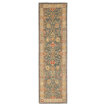 Safavieh Antiquity Collection AT314 Rug, Blue/Ivory, 2'3"x8'