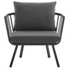 Modway Riverside Outdoor Patio Aluminum Armchair in Gray/Charcoal