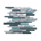 11.75"x12.75" Zayn Mixed Mosaic Tile Sheet, Gray and Blue