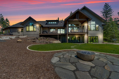 Rustic exterior home idea in Seattle