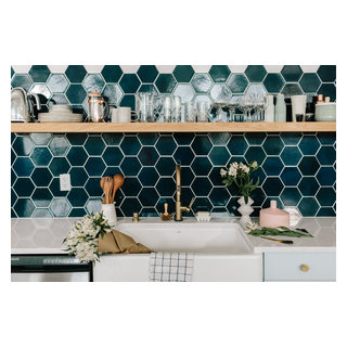Navy Blue Hexagon Kitchen Backsplash - San Francisco - by Fireclay Tile ... - San Francisco Luxury Tile Kitchen Backsplashes