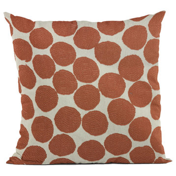 Plutus Red Beige Tomato Dot Luxury Throw Pillow, 12"x20"