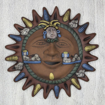 NOVICA Maya Sun And Ceramic Wall Adornment