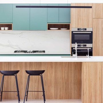 Soft Green & Timber Grain Kitchen