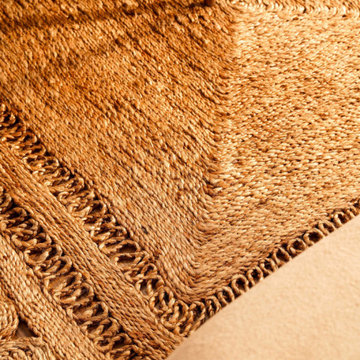 HAND WOVEN JUTE ECO-FRIENDLY AREA RUGS - Square, Beige, Oriental Pattern
