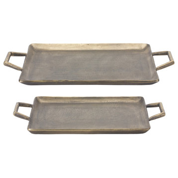 Bronze Metal Tray, 2-Piece Set