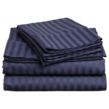 Lux Decor Collection Ultra-Soft Luxury 4 Piece Bed Sheet, Navy Blue, Full