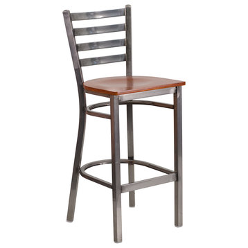 Flash Hercules Clr Ladder Barstool, Cherry Seat - XU-DG697BLAD-CLR-BAR-CHYW-GG