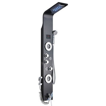 6-Stage Stainless Steel LED Shower Column With Massage Jets, Black