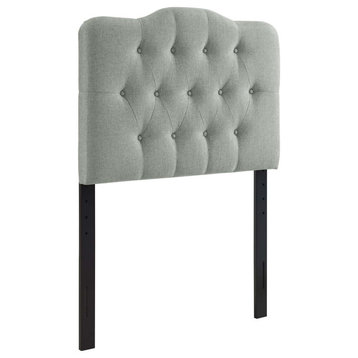 Annabel Twin Tufted Upholstered Fabric Headboard, Gray
