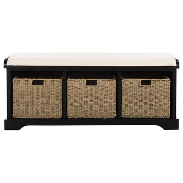 Brady Wicker Storage Bench Black/White