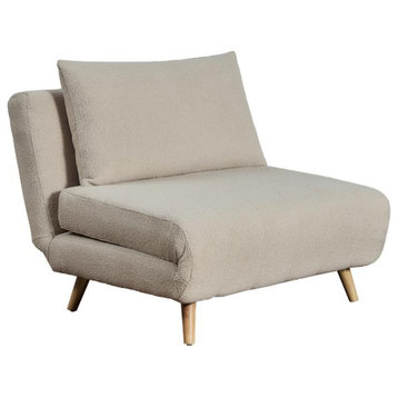 Shaw Convertible Tri-Fold Sleeper Chair with Pillow, Cream