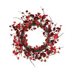 24" Plum Blossom Wreath, Red