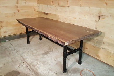 Black Walnut Black Steel Leg 8ft Dining Table
