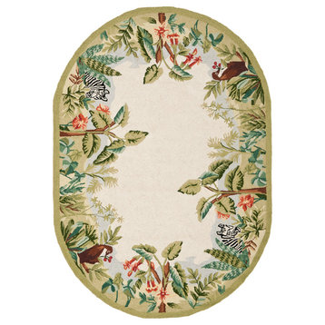 Safavieh Chelsea Collection HK295 Rug, Beige/Green, 7'6"x9'6" Oval